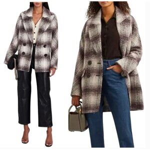 Veronica Beard Deena Dickey Plaid Wool Coat in Bordeaux - Size XS